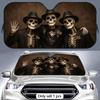 Vintage Skull Sun Visor Aluminum Foil Windshield Sunshade with Reflective UV Block Heat Insulation Foldable Universal Fit