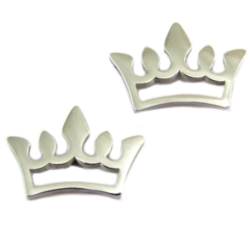 Les Trésors De Lily [P7756] - Silver 'Crown' Steel Designer Earrings - 12x8 Mm