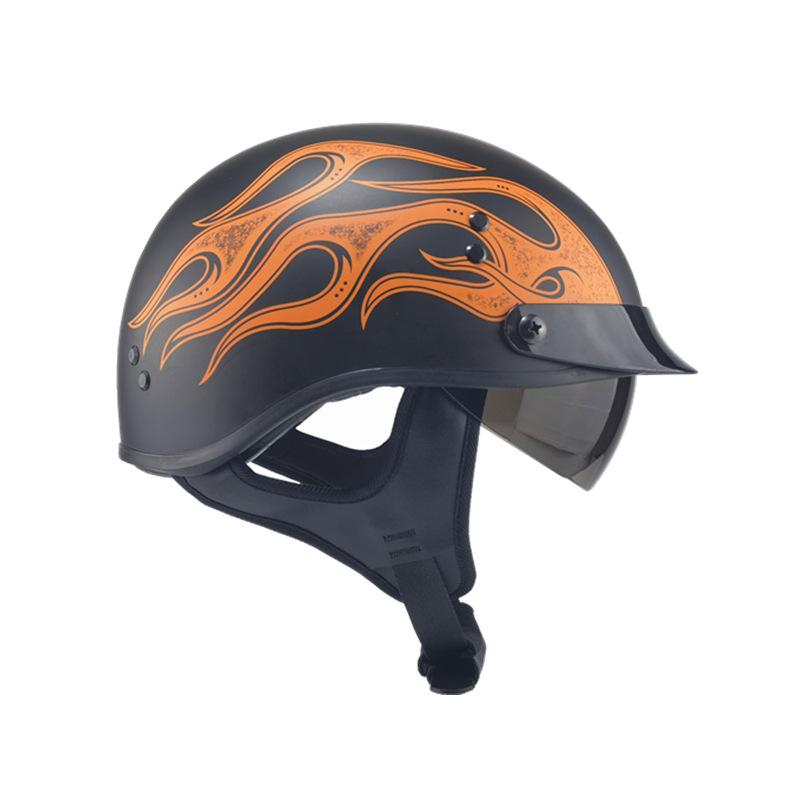 Мотоциклетный шлем с открытым лицом, одобренный ретро с солнцезащитными линзами, винтажный полушлем