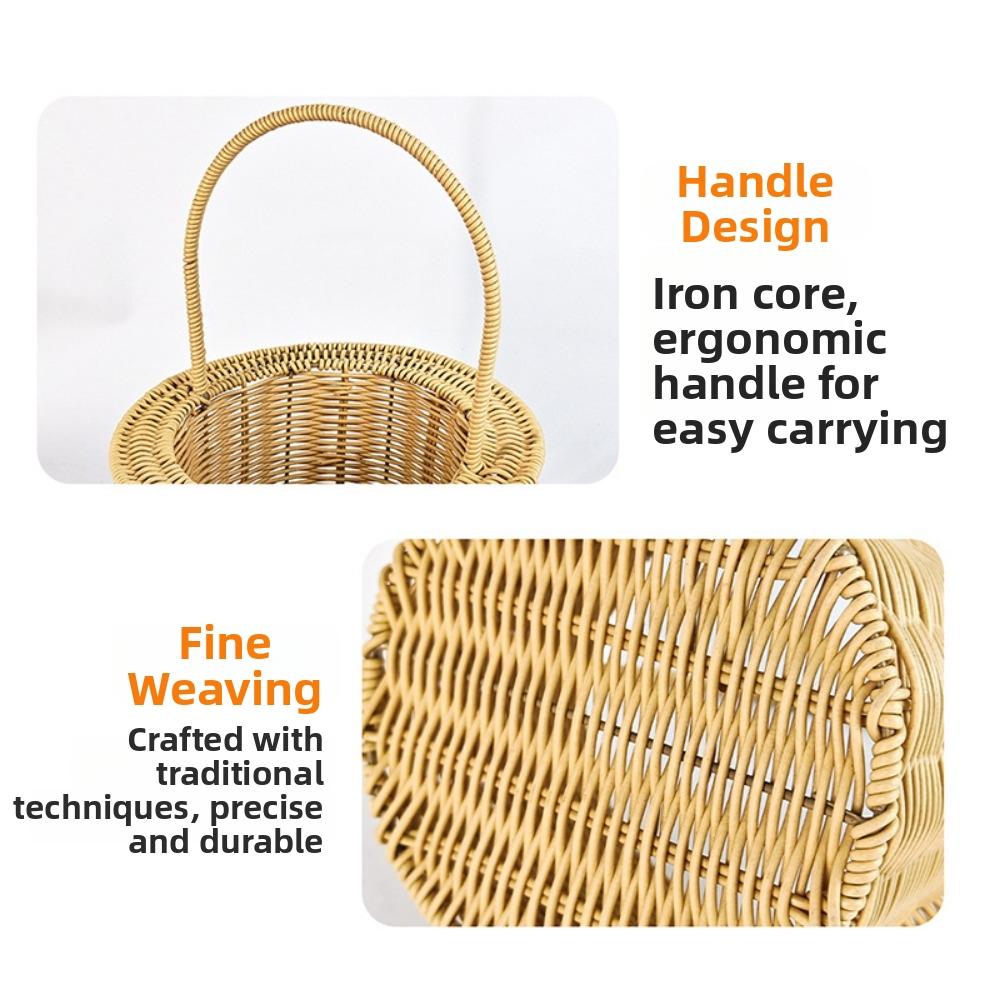Handwoven Handhold Weaving Basket Home Decoration Braid Basket  Restaurant Serving Tabletop Display