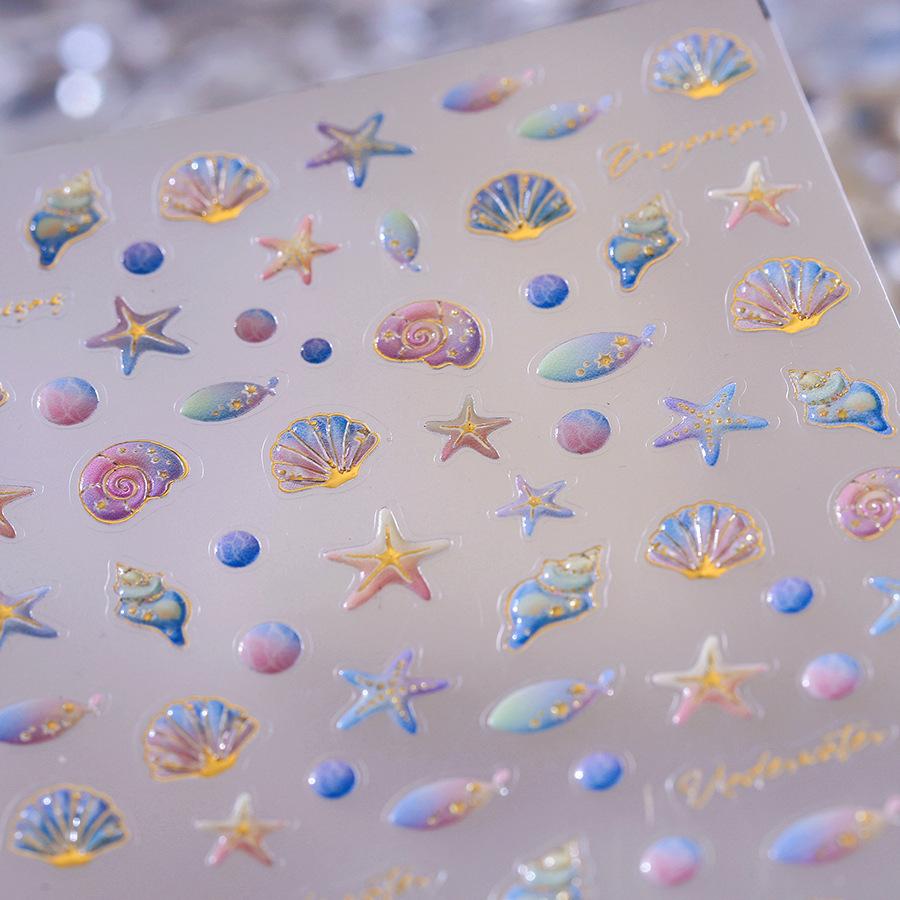 Goldfish in Bag 5D Nail Art Sticker Jelly Like Translucent Goldfish with Bubble Cute Aquatic Manicure Decal DIY