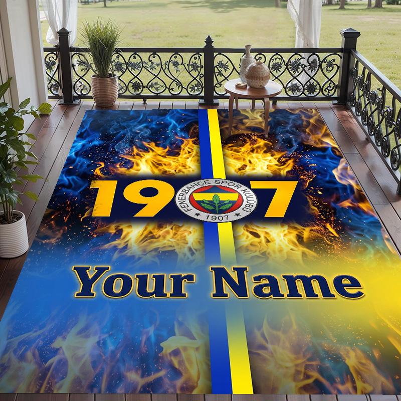 Custom Text Printed Rug Fenerbahçe FC Non Slip Floor Carpet For Home Room Decor