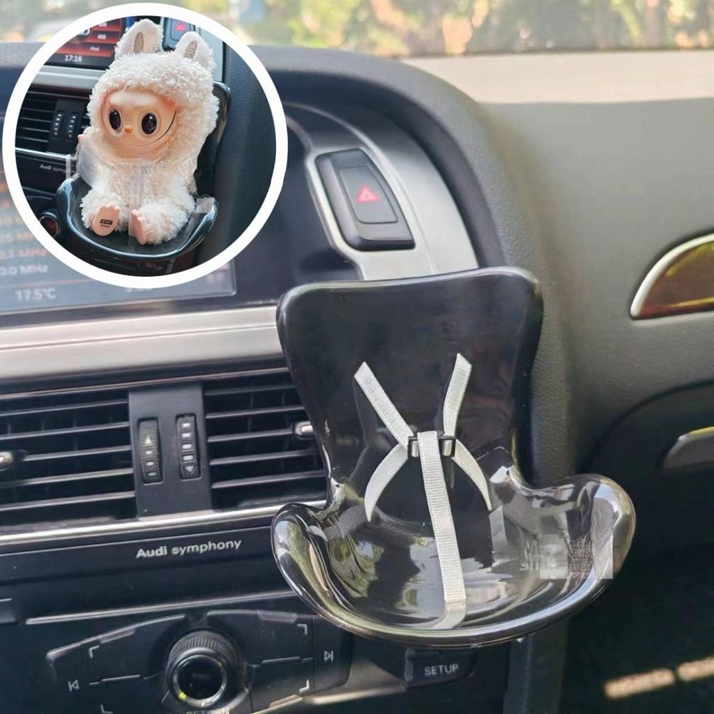 Держатель для фигурки Лабубу в машину - Крепится на воздуховод, Подходит для всех кукол, Вдвойне милый