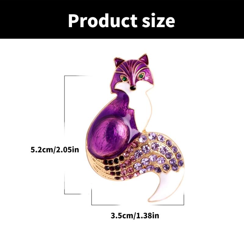 Enamel Foxes Brooch Rhinestones Charm Pin Animal Badge Jewelry Backpack Decoration Fashion Accessories for Jackets