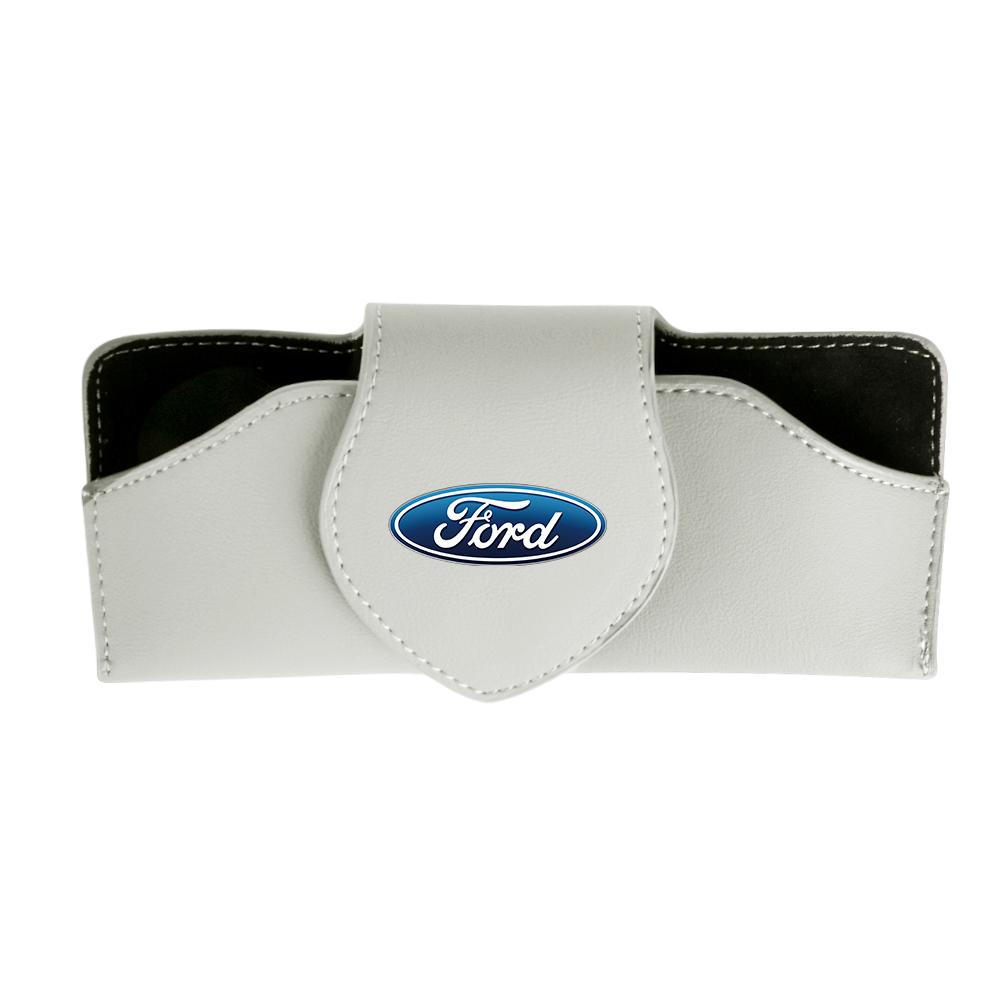 1pcs PU Leather Car Sun Visor Glasses Holder Glasses Storage Case For Ford Mustang Focus Fiesta Escort Mondeo S-MAX Kuga Ranger 63as