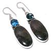 Indian Moss Agate, Iolite 925 Sterling Silver Jewelry Earring 2.17" m2G22