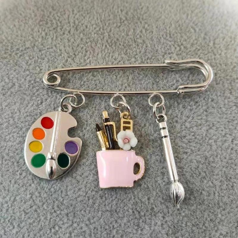 Личность Брошь Художник Подвеска Палитра Кисть Для Рисования Очаровательная Брошь Учитель Студент Творческие Ювелирные Изделия Подарки
