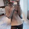 Водолазка базовый топ осень-зима универсальная футболка с длинным рукавом в полоску приталенная женская трикотажная блузка