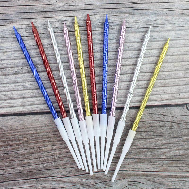 Новый стиль Набор из 10 позолоченных разноцветных свечей на присосках Креативная свадебная композиция Золотые и серебряные свечи для дня рождения