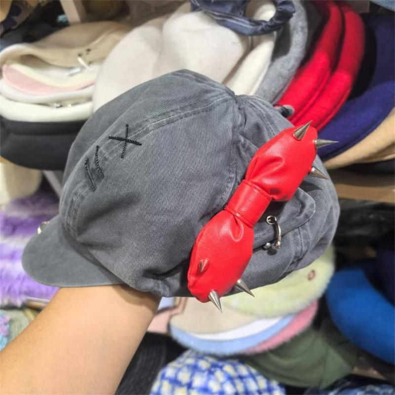 Берет с заклепками для леди, девушки, модный, 2000-е, восьмиугольная шляпа, шляпа водителя, шапочки с черепом для девушки, все сочетается, рокерская шляпа