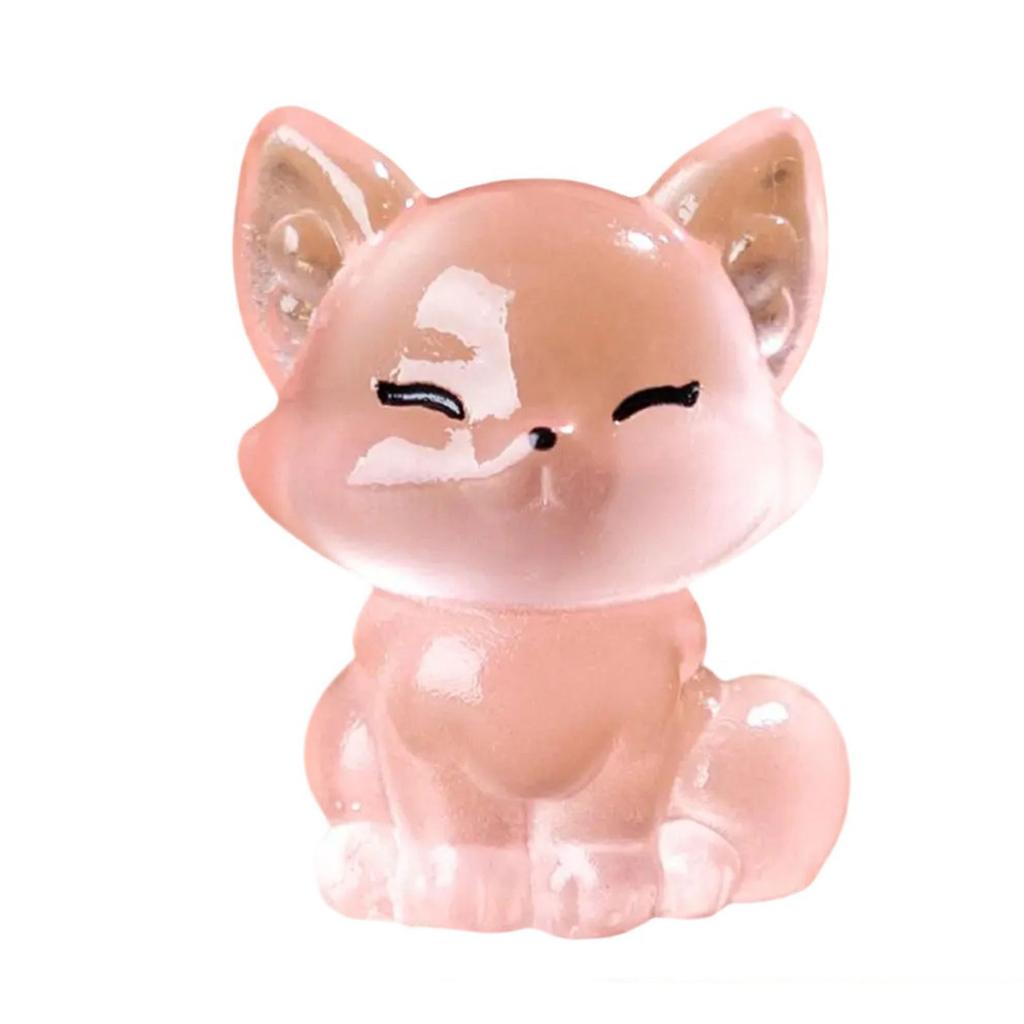 Набор из 6 светящихся миниатюрных фигурок лисиц, украшения для декора стола или салона автомобиля, для офиса или спальни