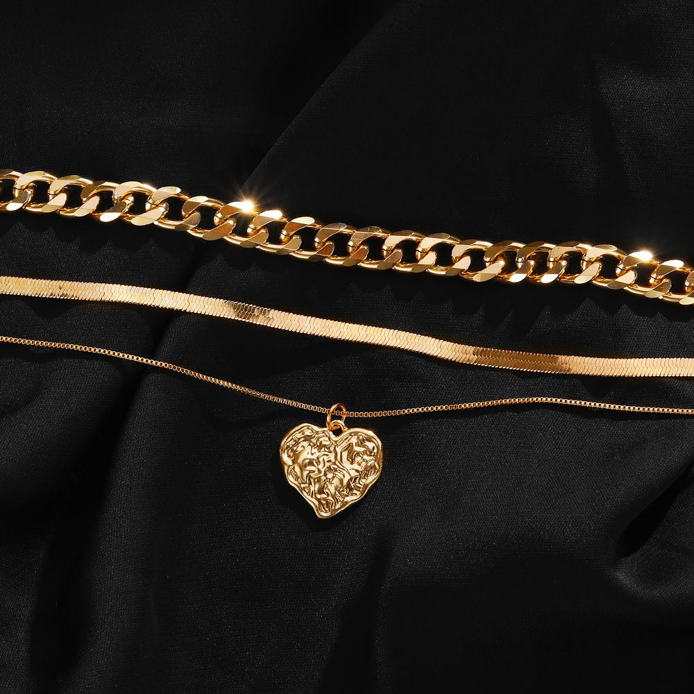 Комплект из 3 предметов, ожерелье, богемное женское ожерелье, винтажная золотая цепочка, модное ожерелье, кулон, богемное ожерелье, ювелирные изделия