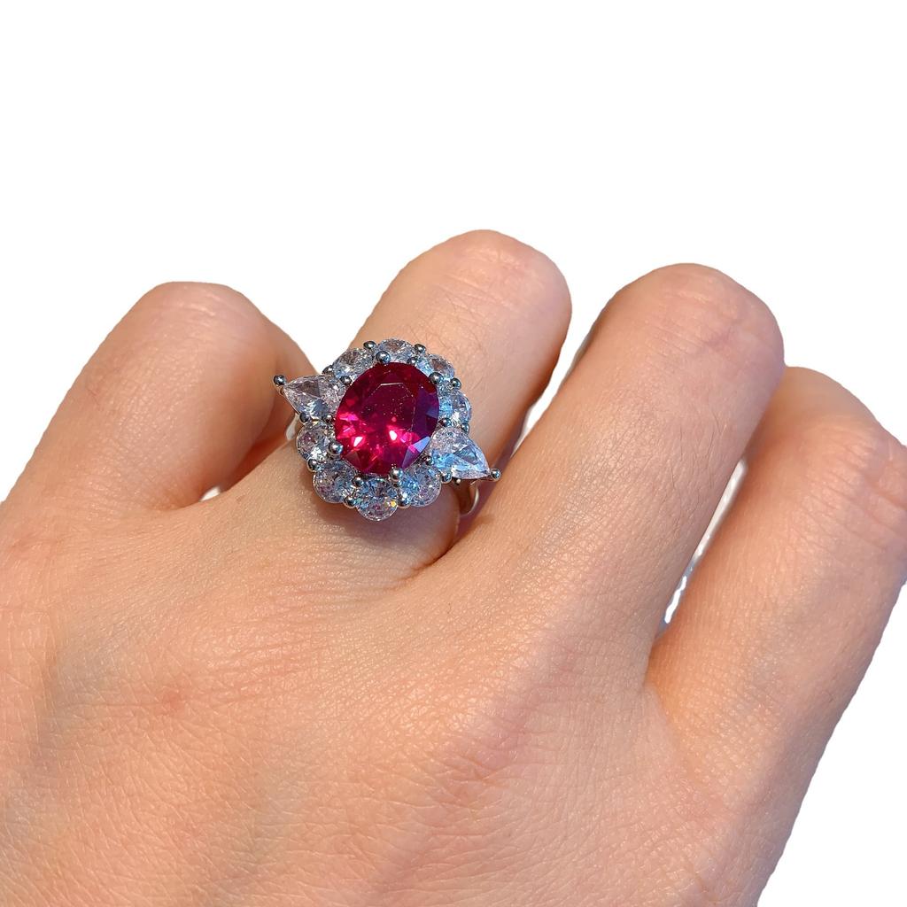 Ювелирные изделия Цветное сокровище Симуляция Красное стекло Кольцо Подвеска Пусеты Денье 8 * 10-6 * 8 Набор