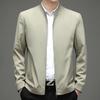 Middle-aged Jacket Men's Dad's Autumn New Solid Color Stand-up Collar Zipper Long-sleeved Business Casual Men's Jacket
