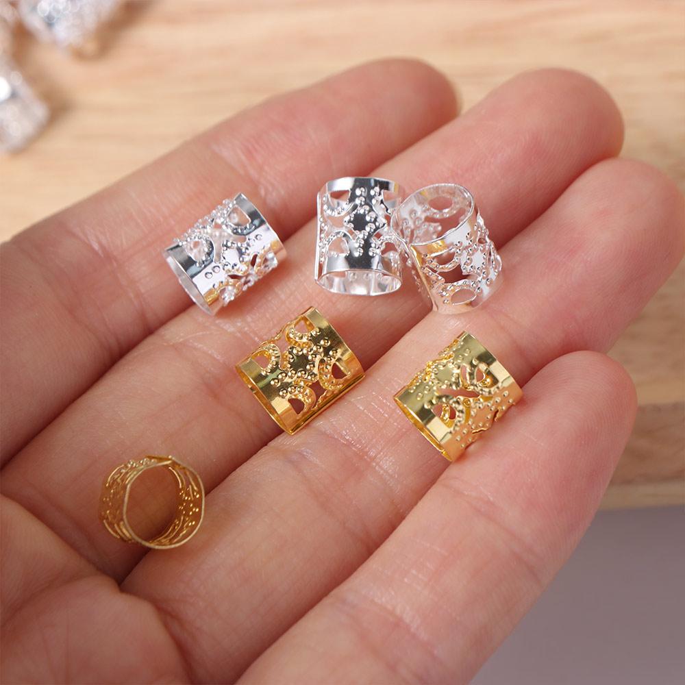 60pcs Dread Locks Hollow Out Hair Ring Metal Cuff Clips Hair Braid Tubes Dreadlocks Beads Men