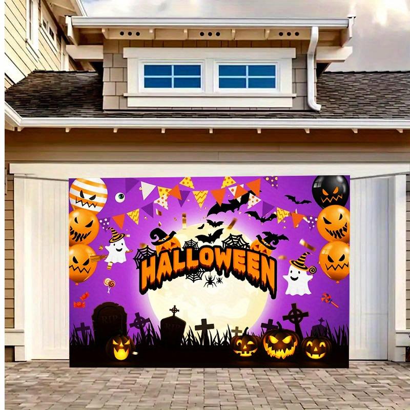 1 pc 2D flat Halloween horror cemetery pumpkin background cloth banner - bat ghost jack-o-lantern, no power required——sjs