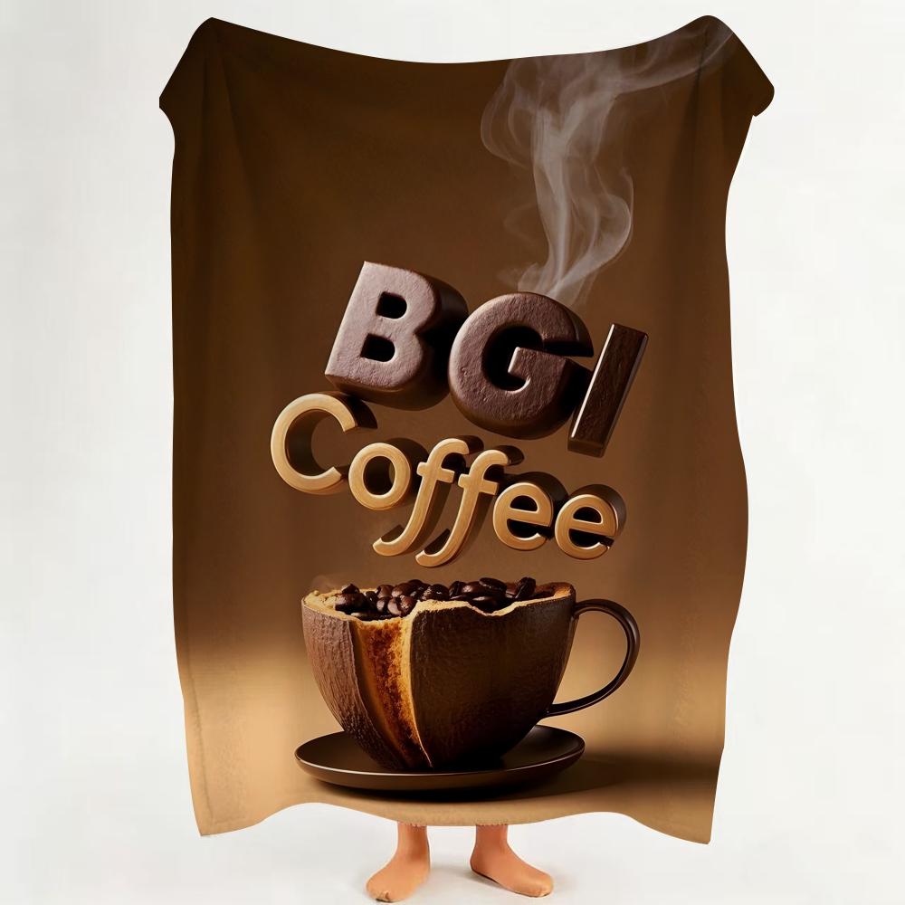Poster C Creative c coffee p poster Throw Flannel Throw Blanket Suitable for Sofa Living Room Bedroom