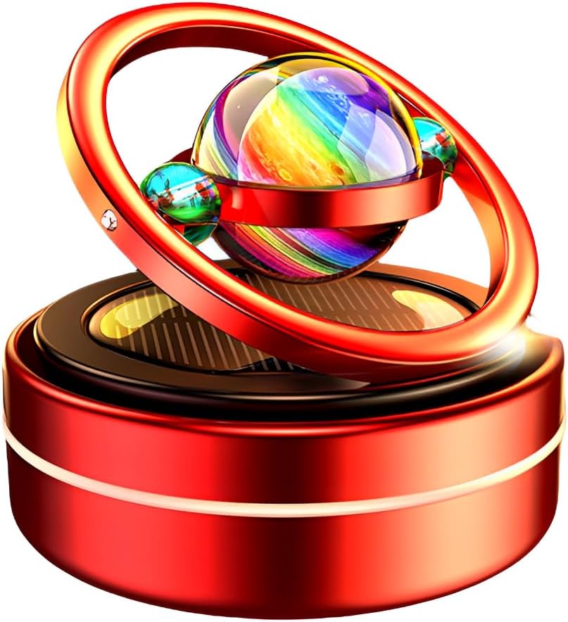 Solar Car Air Freshener Dashboard Fragrance Automatic Rotation Galactic Planets Essential Oil Diffuser Auto Ornaments