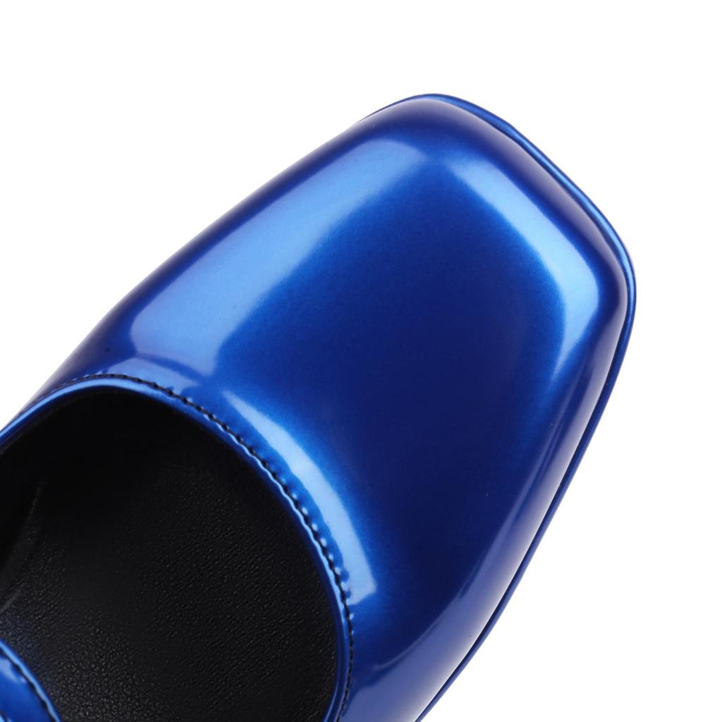 8.Women's High Heel Single Shoes Solid Color Simple Waterproof Platform Thick Heel Shallow Mouth Large Size Single Shoes Four Seasons Shoes