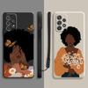 Жидкий чехол для Samsung Galaxy A73 A71 A72 A12 A21s A23 A31 A32 A51 A52 A52s A53 A02s, красивая африканская девушка, цветок ромашки, бабочка