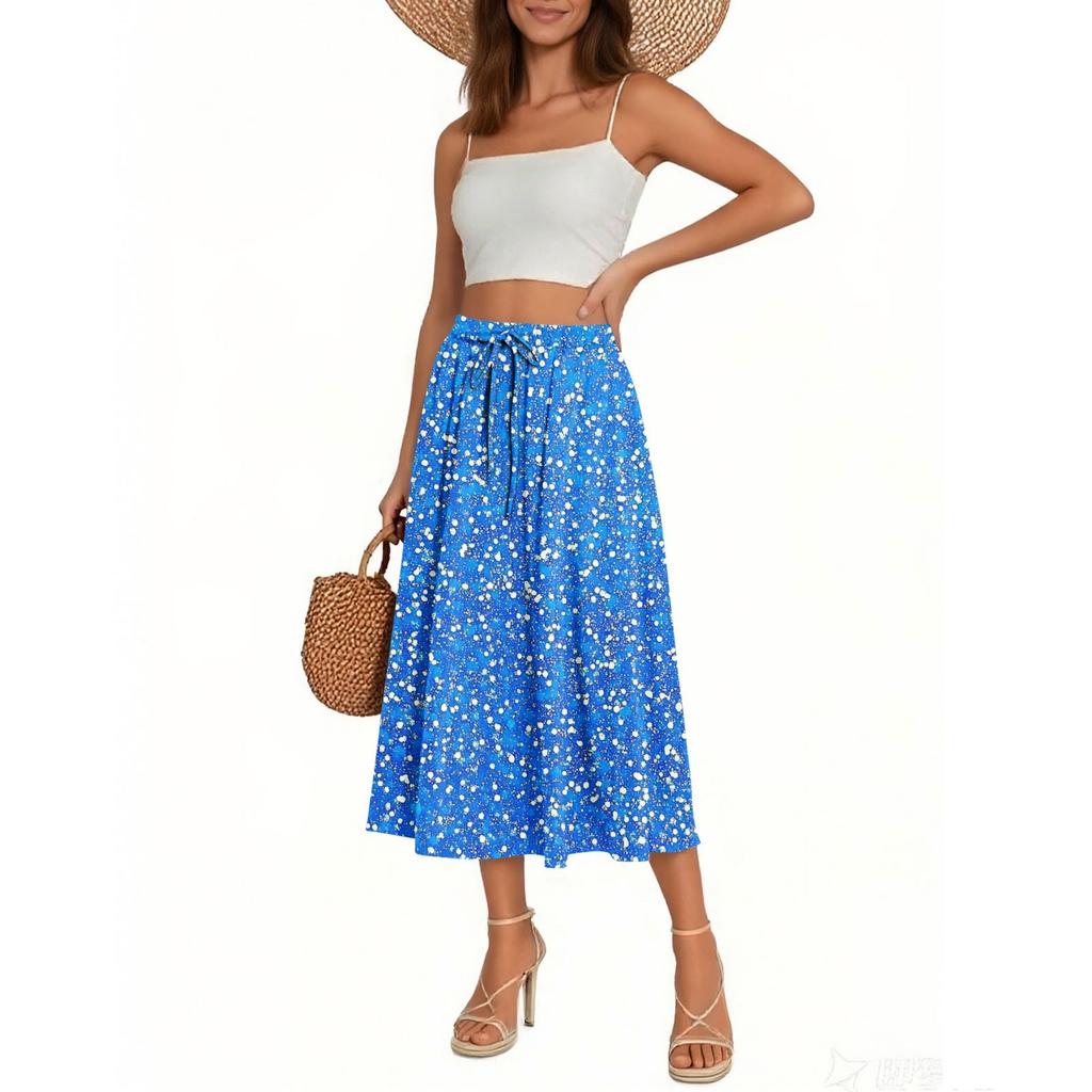 Women's Skirt Bohemian Skirt Floral Print Casual Temperament Pocket Skirt