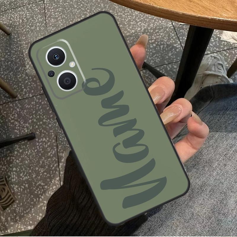 Sage Green Personalized Name Case For OPPO Reno 7 8 10 Pro 8T 2Z 4Z 5Z 6 Lite OPPO Find X6 Pro X2 X5 Lite X3 Neo Cover