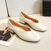 2024 Новая весна-лето Женская кожаная обувь Туфли-лодочки на квадратном каблуке Удобные повседневные туфли на высоком каблуке для девочек Мокасины для отдыха