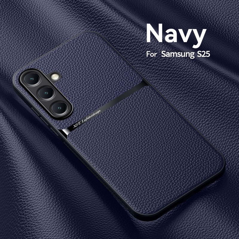 Тонкий кожаный чехол с магнитным покрытием для телефона Samsung S25 S24 FE S23 Ultra S22 S21 A16 A55 A54 A15 A35 A34, мягкий противоударный чехол-бампер MagSafe