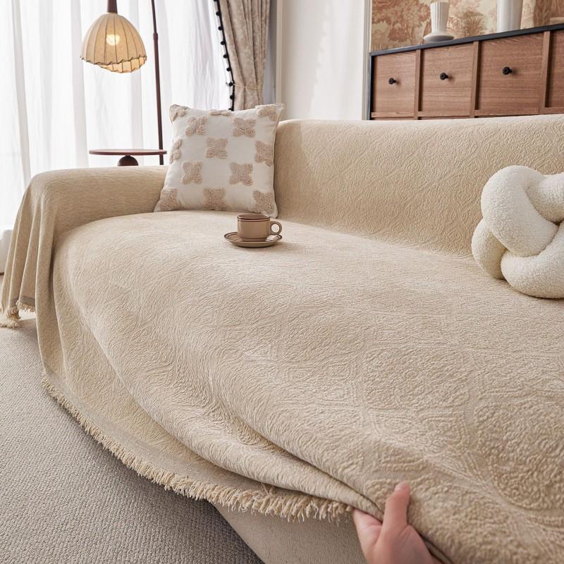 Thick Chenille Sofa Cover Throw Blanket Living Room Minimalist Style Anti-Scratch All-Season Use