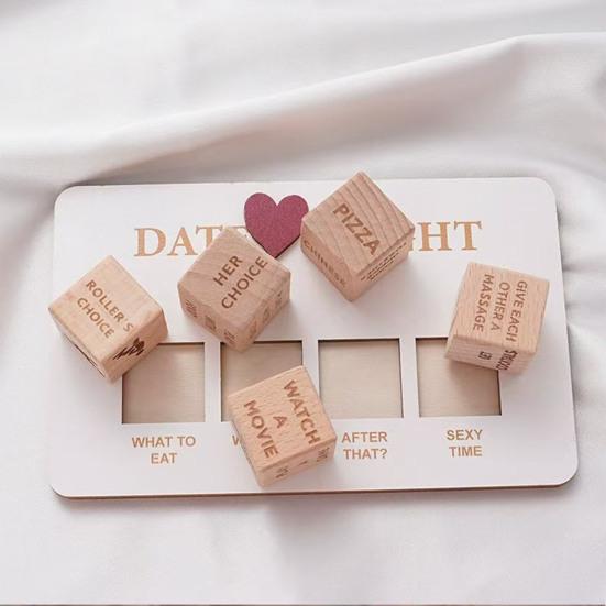 1/4Pcs Date Night Dice Couple Food Decision Wooden Dice Games with 12