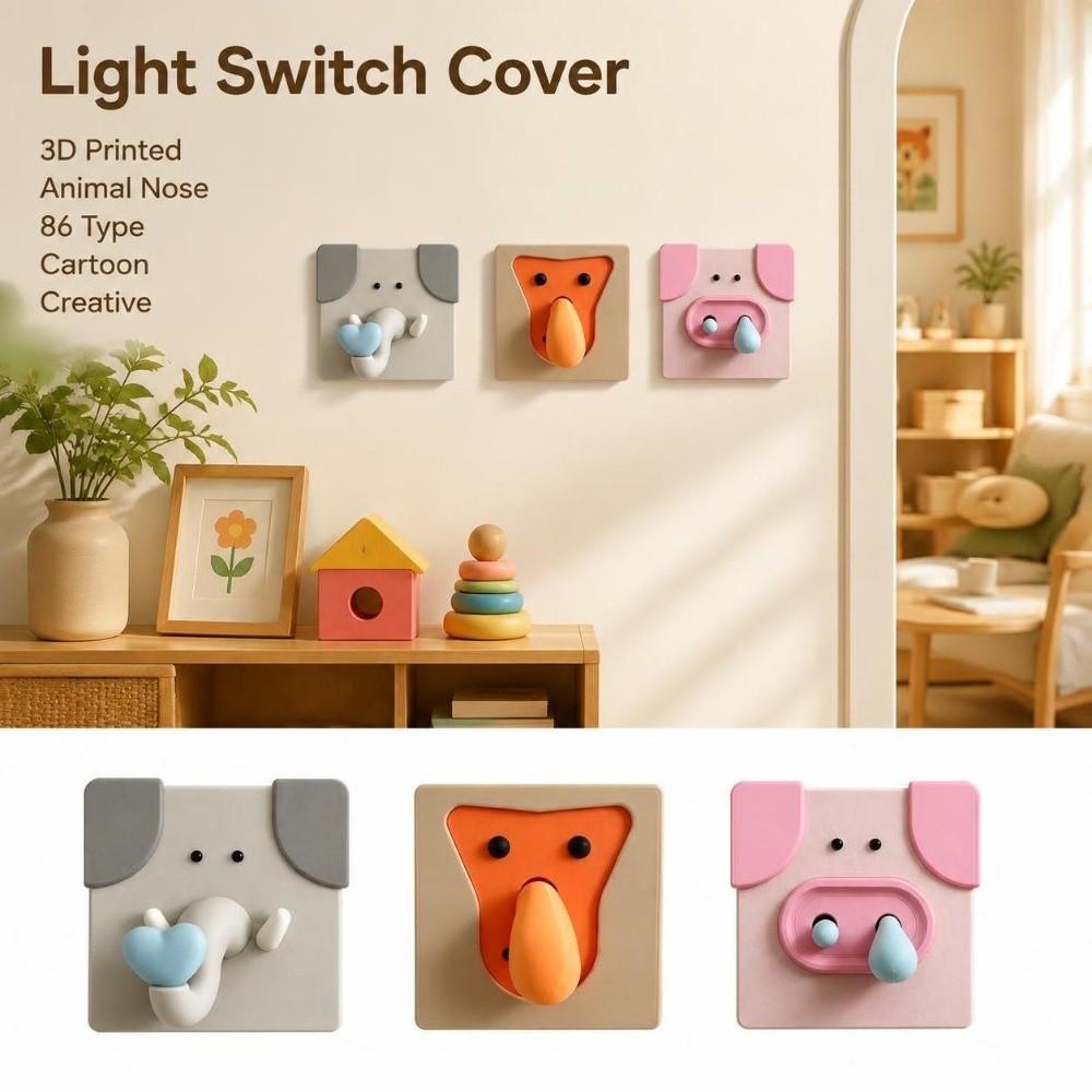3D Printed Light Switch Cover Animal Nose Switch Plate Cover Switch Protector Home Ornament
