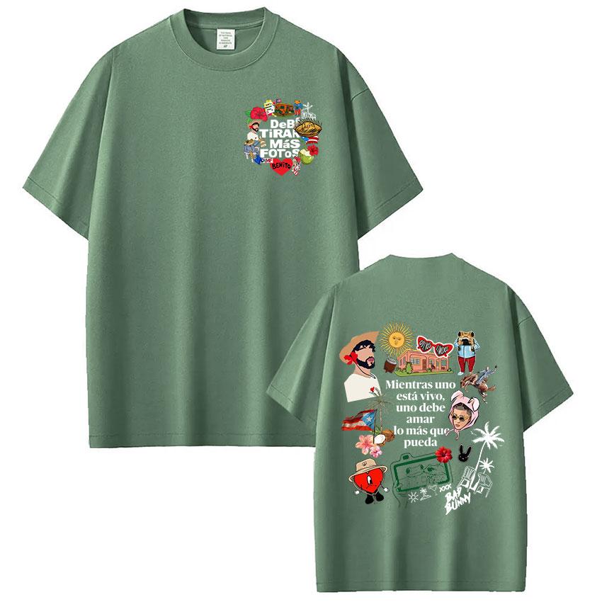 Rapper Bad Bunny Tshirt Debi Tirar Mas Fotos DTMF T Shirts Unisexs Unisex Clothing Fashion Hip Hop Cotton Casual Oversized Tshirt