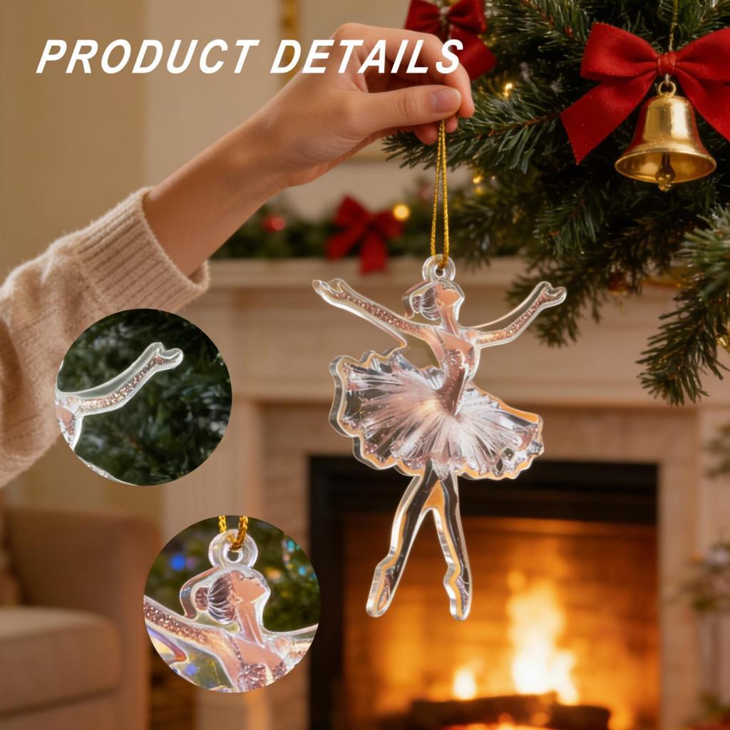 2D Glittering Ballerina Decorative Bauble Christmas Tree Decoration Hanging Ornament