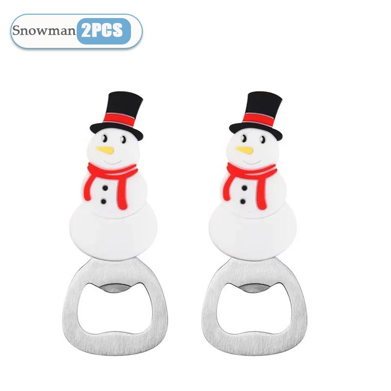 1-10PC Christmas Magnetic Bottle Opener Santa Claus Beer Eagle Silicone Fridge Magnet Kitchen Tool Holiday Gift Party Home Decor