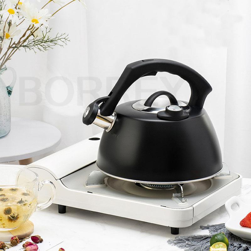 Чайник BORREY из нержавеющей стали со свистком, дисплей температуры, чайник, кофейник, кухонная газовая плита, индукционная плита, чайник 2,5 л