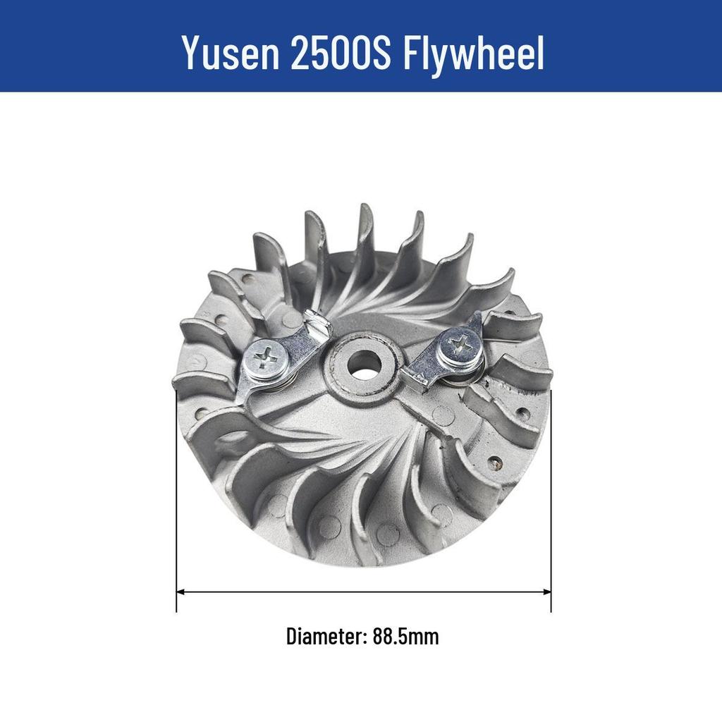 Запчасти для бензопилы Yusen 2500S: Цилиндр, Тормоз, Шнур стартера, Сцепление, Воздушный фильтр, Карбюратор.