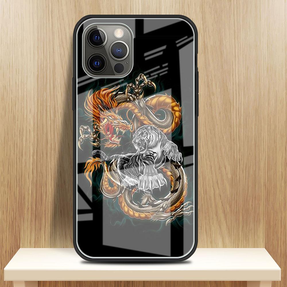 Чехол из закаленного стекла Tiger Animal для Apple iPhone 14 13 Pro 11 12 7 8 Plus SE 2022 XR X XS Max 6 6S