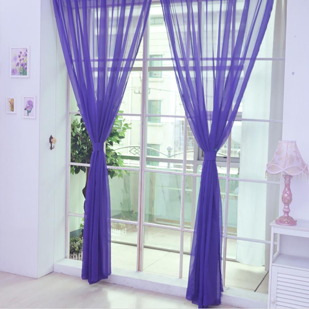 1 PCS  Color Tulle Door Window Curtain Drape Panel Sheer Scarf Valances