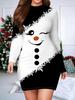 2025 Autumn and Winter New Women's Hip-wrapped Dress,3D Christmas Printing and Dyeing Women's Fashion Long-sleeved Round Neck Sexy Hip-wrapped Dress