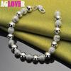 925 Sterling Silver Smooth Matte 8mm Bead Chain Bracelet Jewelry
