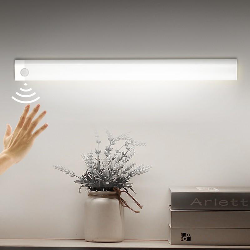 Светодиодный светильник с датчиком движения для шкафа, перезаряжаемый через USB светодиодный ночник, светильник для лестницы, шкафа, проход для комнаты, освещение шкафа