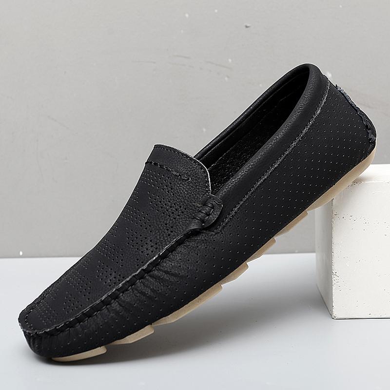 Big Size 38-47 Men's Genuine Leather Shoes Breathable Slip On Driving Men Casual Shoes Moccasins Luxury Loafers Mens Summer Flat