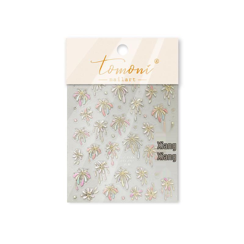 Наклейки для ногтей Tomoni & Moshil в китайском стиле с золотым тиснением: Сказочные жемчужные фейерверки-украшения