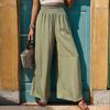 Spring And  New Cotton And Linen Trousers For Women Solid Color High Waist Loose Casual Wide Leg Trousers