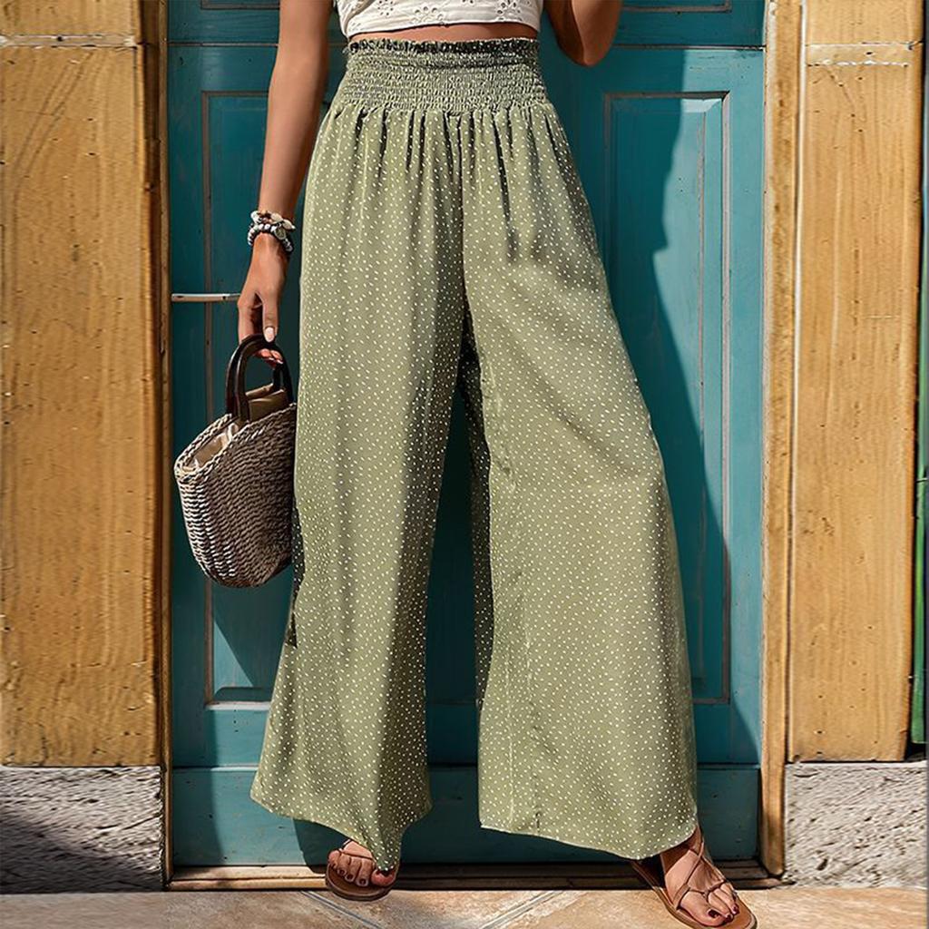 Spring And  New Cotton And Linen Trousers For Women Solid Color High Waist Loose Casual Wide Leg Trousers