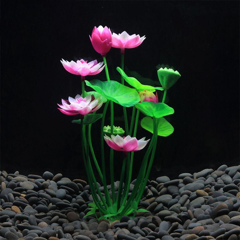 for Fish Tank Decor Beautiful Plasitc Water Grass Artificial Lotus Lotus Ornaments Aquatic Flower