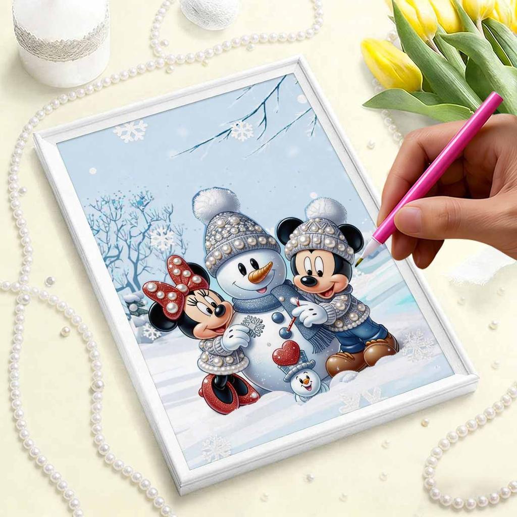Disney Микки Минни Снеговик 5D DIY Набор для рисования жемчужной мозаикой Рождественская Зимняя Сцена со Снеговиком Вышивка Пазл Вышивка крестом Домашний Декор