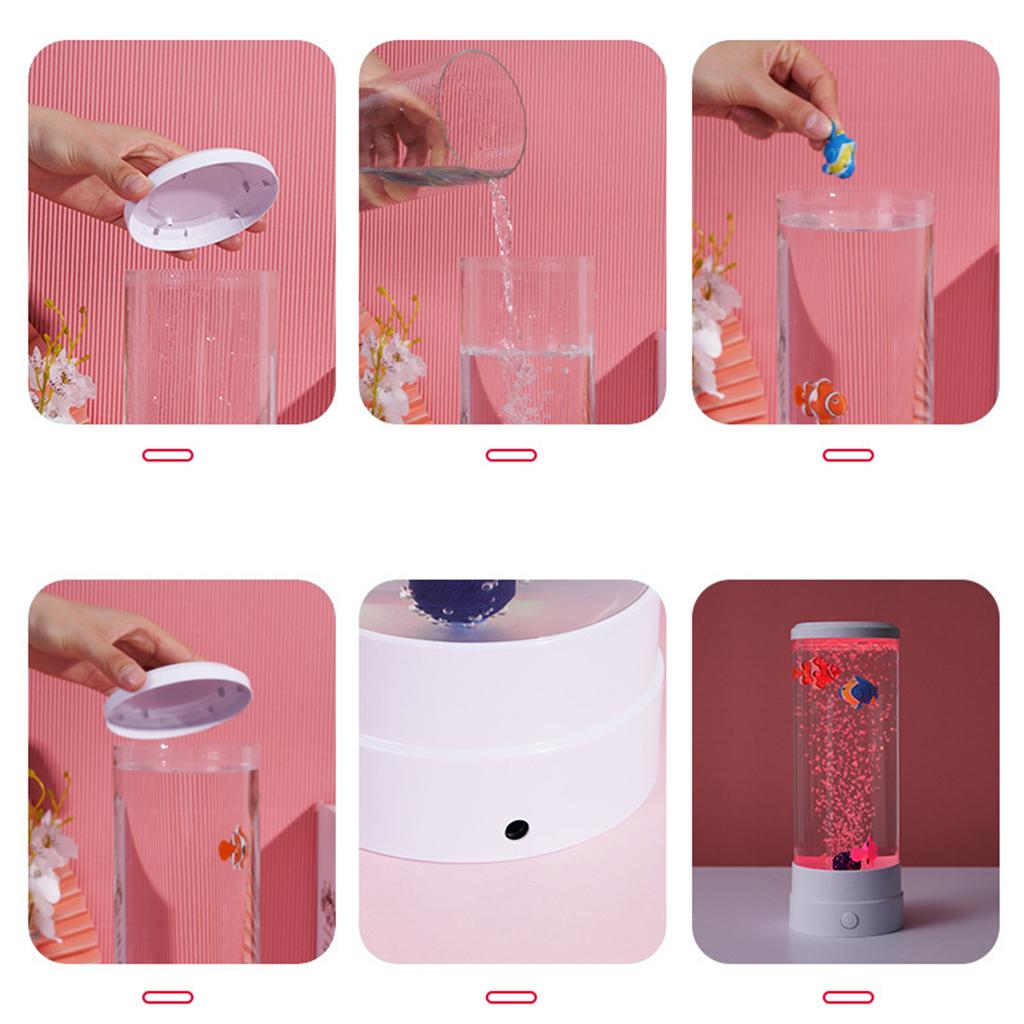 USB Colorful Bubble Fish Lamp Bedroom LED NightLight Color Changing For Home Office Gaming Room Desk Gift Indoor Decor Ornaments