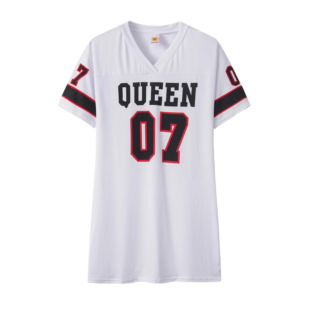 Spring Summer Women's Hip Hop 07 Letter Printed Short Sleeve Dresses