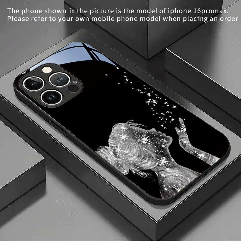 Чехол из закаленного стекла 'Девочка со звездной пылью' для iPhone 17 16 15 14 13 12 11 Pro/Max/Plus, противоударный и защищающий от падений, задняя крышка